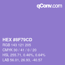 Color code: HEX #8F79CD | qconv.com
