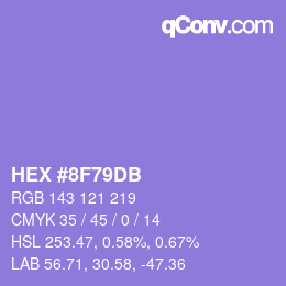 カラーコード: HEX #8F79DB | qconv.com