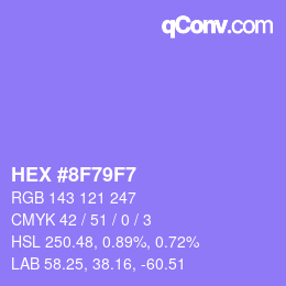 Color code: HEX #8F79F7 | qconv.com