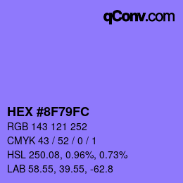 Color code: HEX #8F79FC | qconv.com