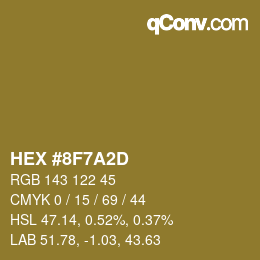 Color code: HEX #8F7A2D | qconv.com