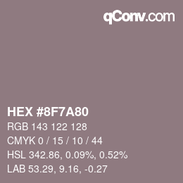 颜色代码: HEX #8F7A80 | qconv.com