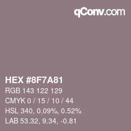 Farbcode: HEX #8F7A81 | qconv.com