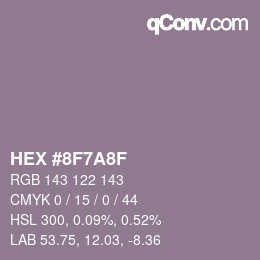 Color code: HEX #8F7A8F | qconv.com
