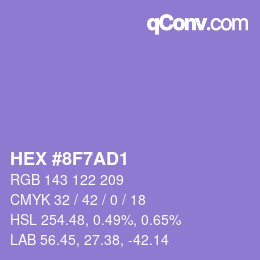 Color code: HEX #8F7AD1 | qconv.com