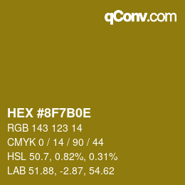 Color code: HEX #8F7B0E | qconv.com