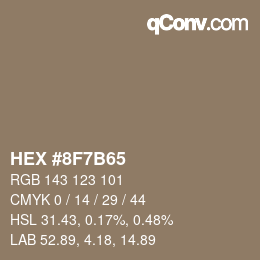 Color code: HEX #8F7B65 | qconv.com