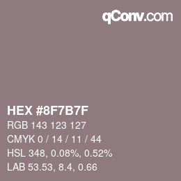 颜色代码: HEX #8F7B7F | qconv.com