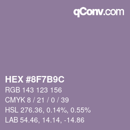 Color code: HEX #8F7B9C | qconv.com