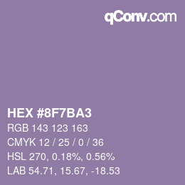颜色代码: HEX #8F7BA3 | qconv.com