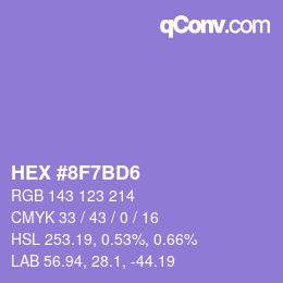 颜色代码: HEX #8F7BD6 | qconv.com
