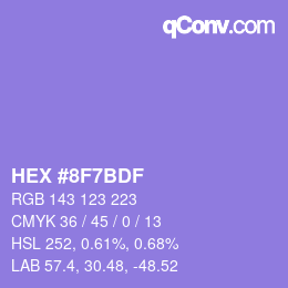 カラーコード: HEX #8F7BDF | qconv.com