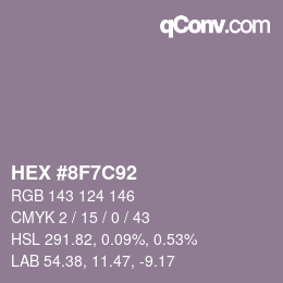 Color code: HEX #8F7C92 | qconv.com