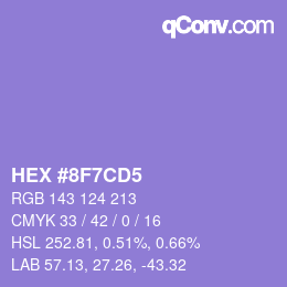 颜色代码: HEX #8F7CD5 | qconv.com