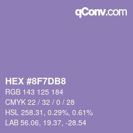 Color code: HEX #8F7DB8 | qconv.com