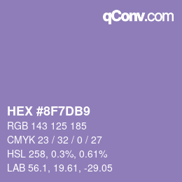 Color code: HEX #8F7DB9 | qconv.com