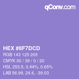 カラーコード: HEX #8F7DCD | qconv.com