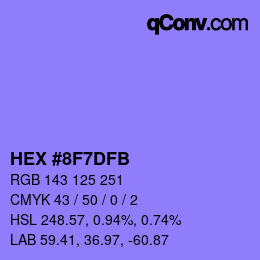 Color code: HEX #8F7DFB | qconv.com