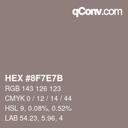 Color code: HEX #8F7E7B | qconv.com