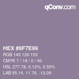 Color code: HEX #8F7E99 | qconv.com