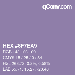 颜色代码: HEX #8F7EA9 | qconv.com