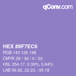 カラーコード: HEX #8F7EC6 | qconv.com