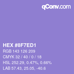 Color code: HEX #8F7ED1 | qconv.com