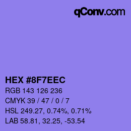 颜色代码: HEX #8F7EEC | qconv.com