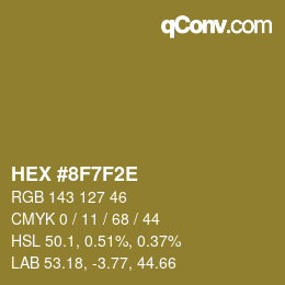 Color code: HEX #8F7F2E | qconv.com