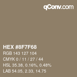 Color code: HEX #8F7F68 | qconv.com