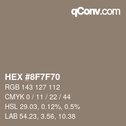 Farbcode: HEX #8F7F70 | qconv.com