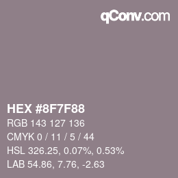 Color code: HEX #8F7F88 | qconv.com