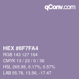 Farbcode: HEX #8F7FA4 | qconv.com