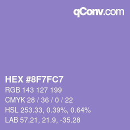 Color code: HEX #8F7FC7 | qconv.com