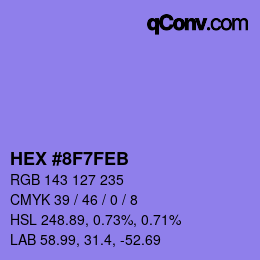 Color code: HEX #8F7FEB | qconv.com