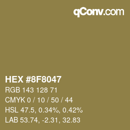 Color code: HEX #8F8047 | qconv.com