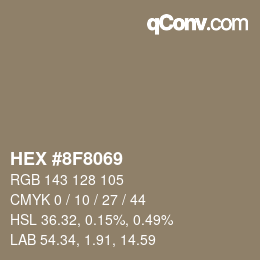Color code: HEX #8F8069 | qconv.com