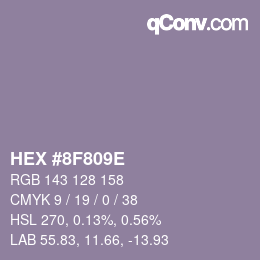 Color code: HEX #8F809E | qconv.com