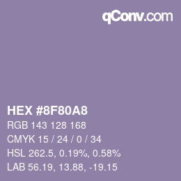 颜色代码: HEX #8F80A8 | qconv.com