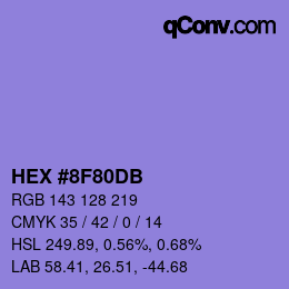 颜色代码: HEX #8F80DB | qconv.com