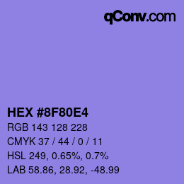 カラーコード: HEX #8F80E4 | qconv.com