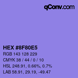 カラーコード: HEX #8F80E5 | qconv.com