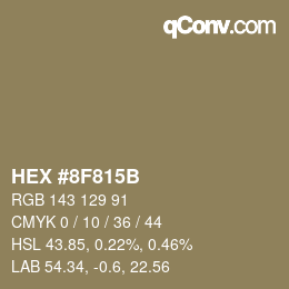 Color code: HEX #8F815B | qconv.com