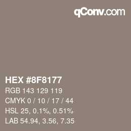 颜色代码: HEX #8F8177 | qconv.com