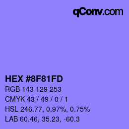 カラーコード: HEX #8F81FD | qconv.com