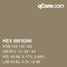 Farbcode: HEX #8F8266 | qconv.com