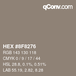 颜色代码: HEX #8F8276 | qconv.com