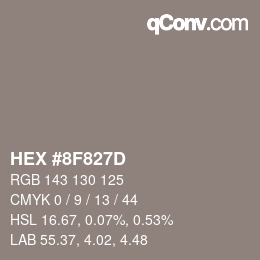Color code: HEX #8F827D | qconv.com