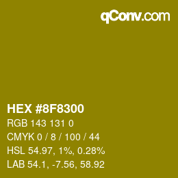 颜色代码: HEX #8F8300 | qconv.com