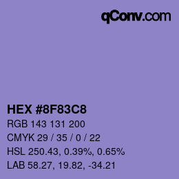 颜色代码: HEX #8F83C8 | qconv.com
